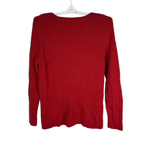 Croft & Barrow Womens Red Cable Knit Cotton Sweater Pullover Size L Crewneck - Picture 2 of 5